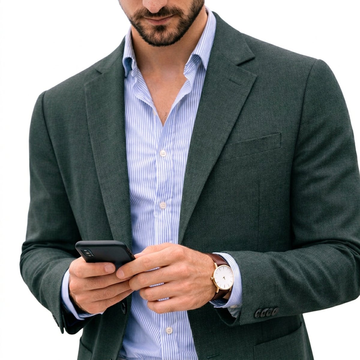 Men's Tailored Knit Blazer - Notch Lapel | Autumn - Green