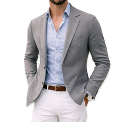 Men's Tailored Knit Blazer - Notch Lapel | Autumn - Silver