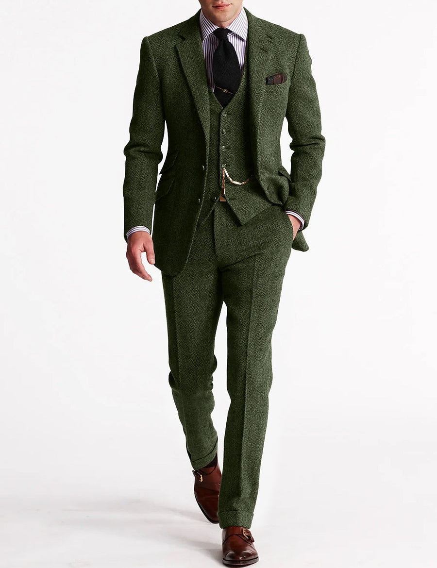 Men's Three-Piece Business Suit Set - Tailored Fit | Fall - Green