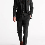 Men's Three-Piece Business Suit Set - Tailored Fit | Autumn - Grey