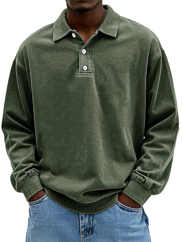 Men's Top | Long Sleeve | Denim | Autumn - Army Green