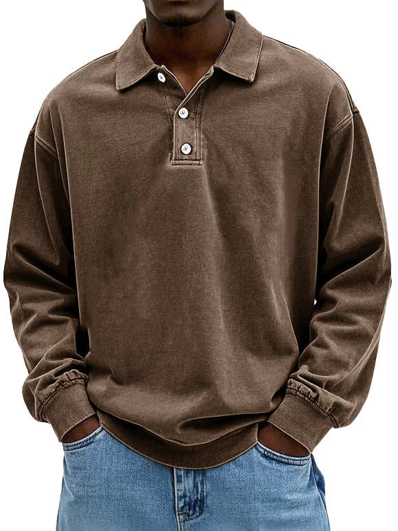 Men's Top | Long Sleeve | Denim | Autumn - Brown