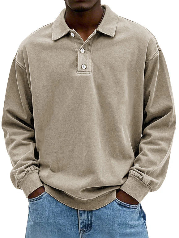Men's Top | Long Sleeve | Denim | Autumn - Khaki