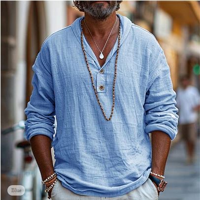Men's Top | Vintage | Long Sleeve | Summer - Blue