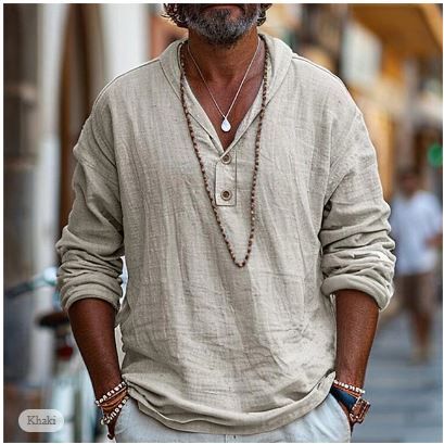 Men's Top | Vintage | Long Sleeve | Summer - Brown