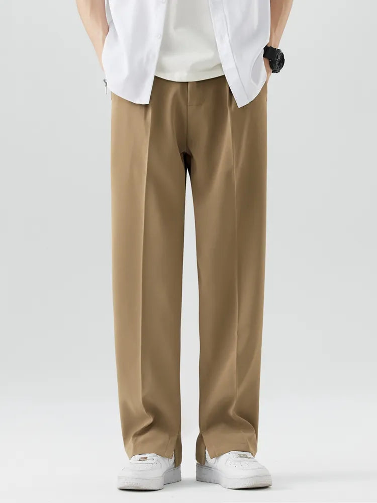 Men's Trousers | Wide Leg | Straight Cut | Tailored | Fall - Khaki