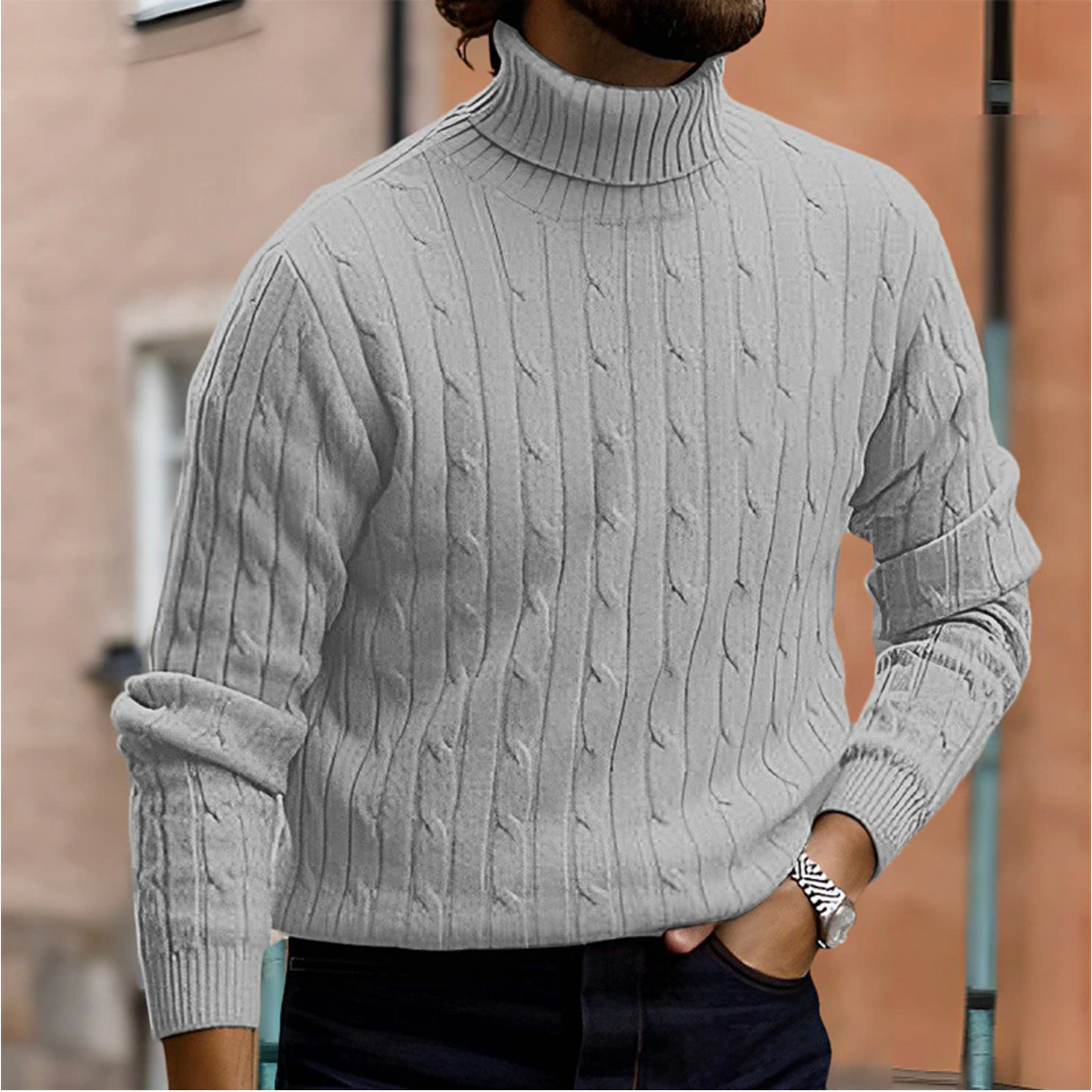 Men's Turtleneck | Ribbed Knit | Classic Style | Winter - Heather