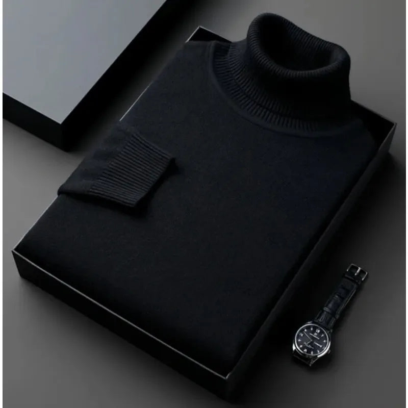 Men's Turtleneck Sweater | Warm Polyester | Classic | Winter - Black