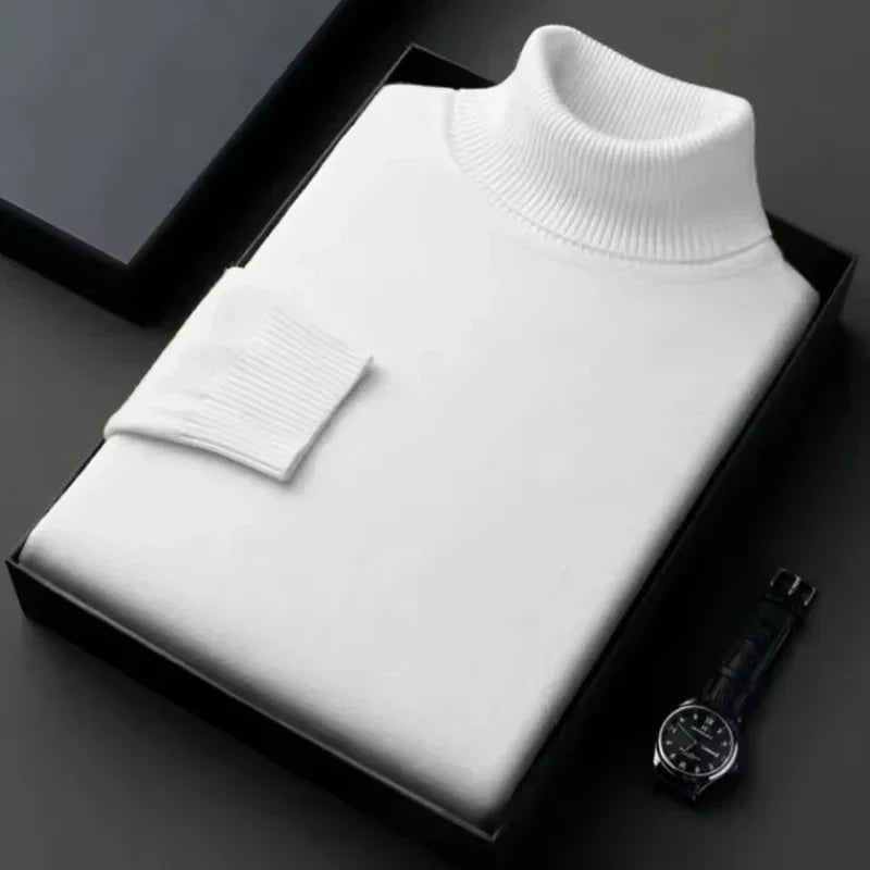 Men's Turtleneck Sweater | Warm Polyester | Classic | Winter - Black
