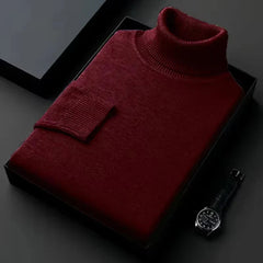 Men's Turtleneck Sweater | Warm Polyester | Classic | Winter - Burgundy