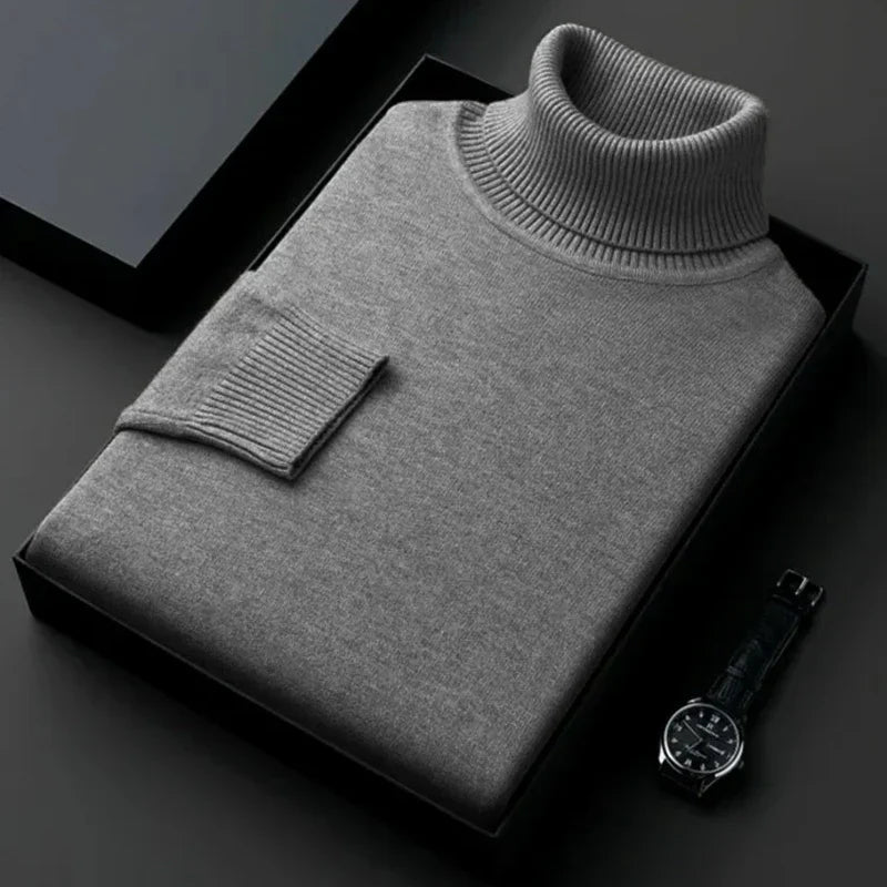 Men's Turtleneck Sweater | Warm Polyester | Classic | Winter - Charcoal