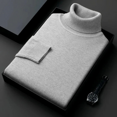 Men's Turtleneck Sweater | Warm Polyester | Classic | Winter - Gray