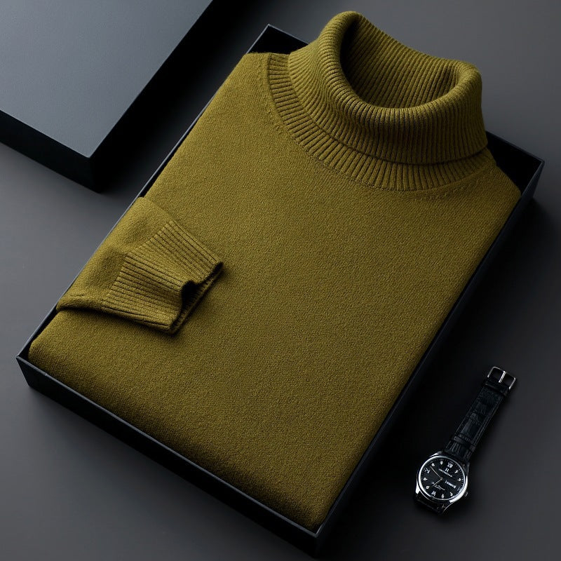 Men's Turtleneck Sweater | Warm Polyester | Classic | Winter - Olive