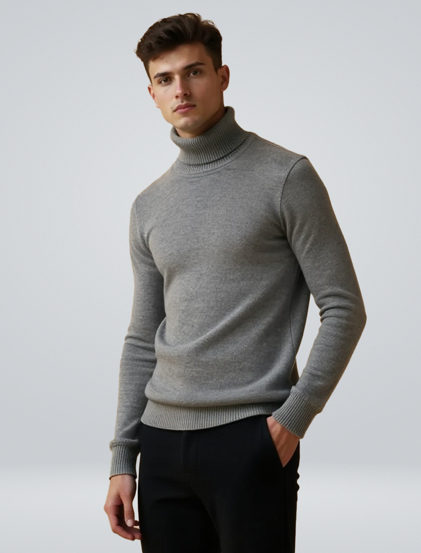 Men's Turtleneck Sweater | Warm Polyester | Classic | Winter