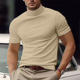 Men's Turtleneck T-Shirt | Short Sleeve | Winter - Beige