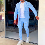 Men's Two-Piece Cargo Suit Set - Functional Workwear | Autumn - Blue