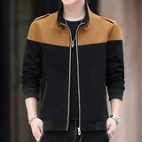 Men's Two-Tone Jacket | Zip-Up | Autumn - Brown And Black