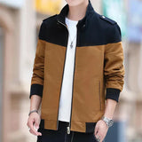 Men's Two-Tone Jacket | Zip-Up | Autumn - Bruin En Zwart 2