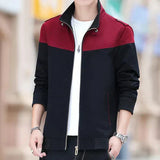 Men's Two-Tone Jacket | Zip-Up | Autumn - Red And Black