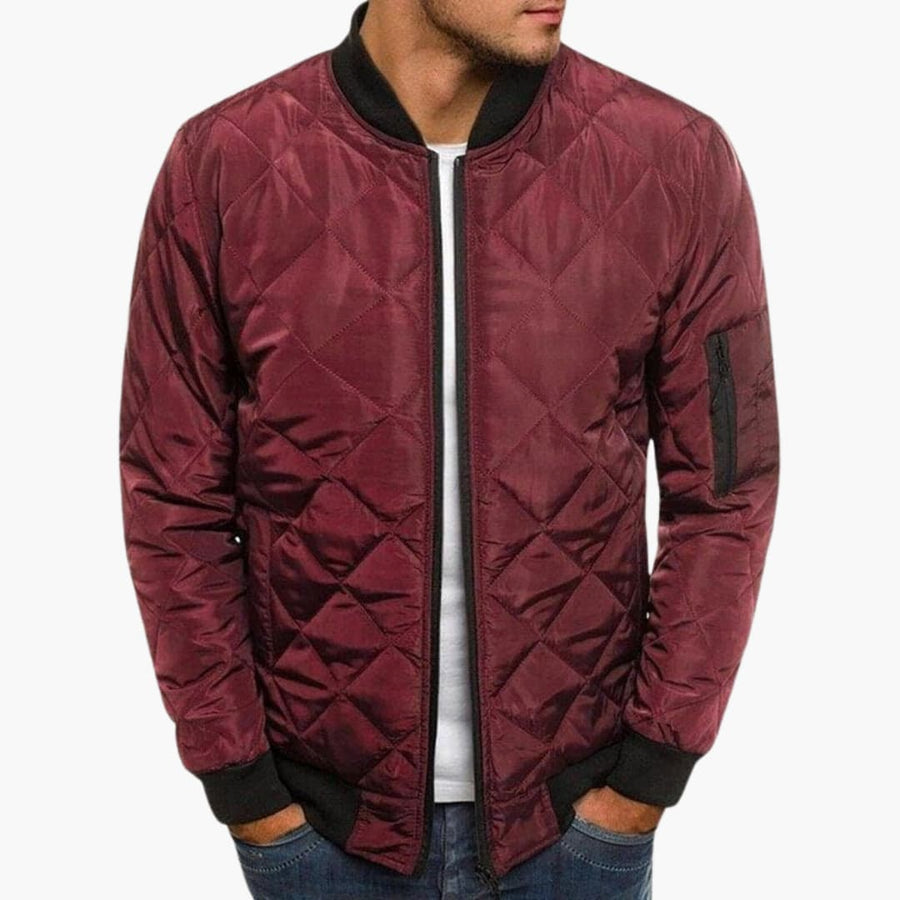 Men's Utility Bomber | Diamond Matelassé | Winter - Burgundy