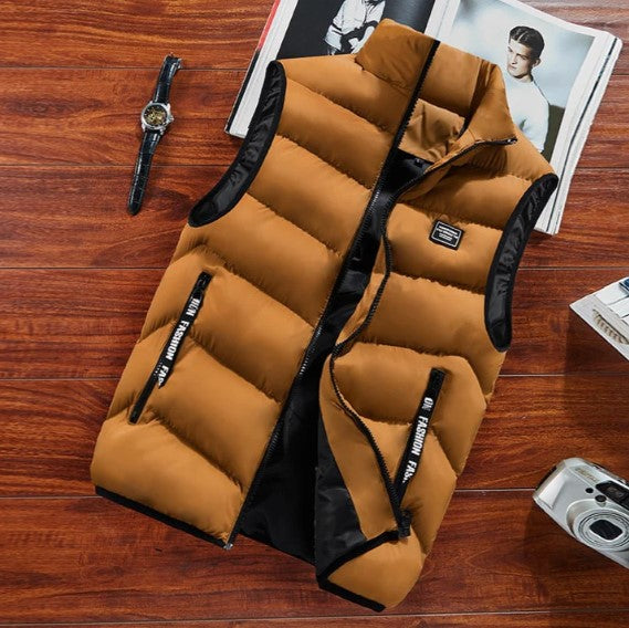 Men's Vest | Puffer Sleeveless | Padded | Winter - Tan