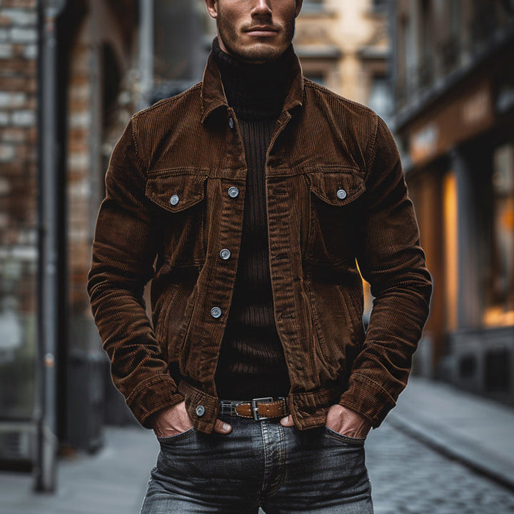 Men's Vintage Jacket | Button-Front | Spring - Brown
