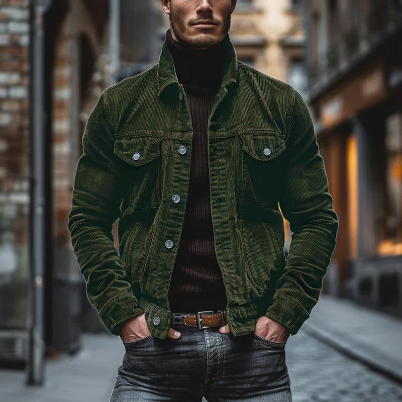 Men's Vintage Jacket | Button-Front | Spring - Olive
