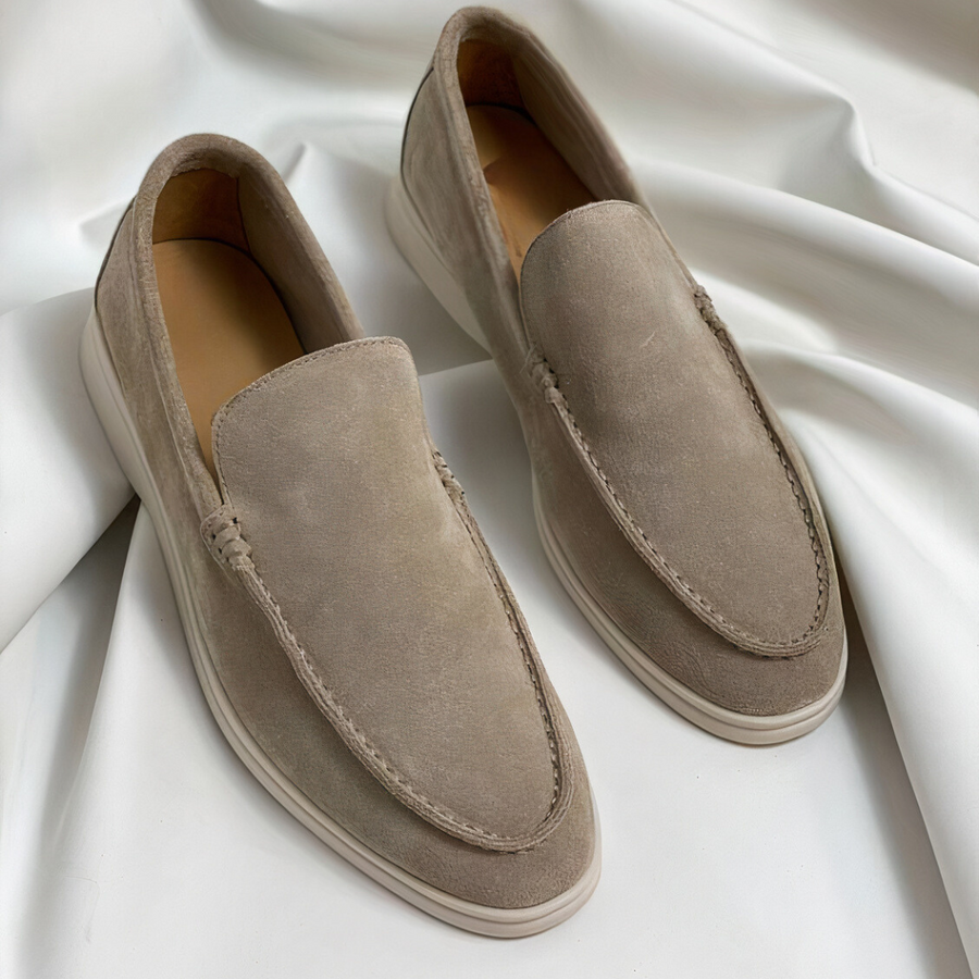 Men's Vintage Leather Loafers - Classic Slip-On | Spring - Beige