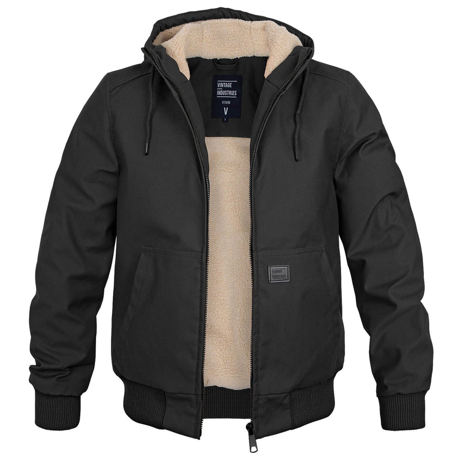 Men's Warm Bomber Jacket - Modern Winter Style - Black