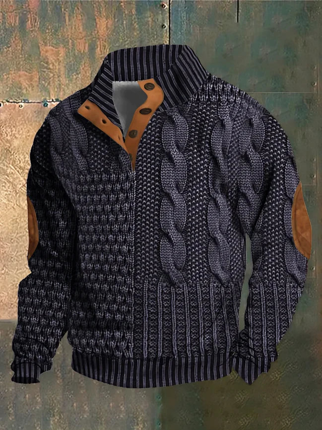 Men's Warm Knit Sweater - Classic Comfort Style | Autumn - Dark Grey
