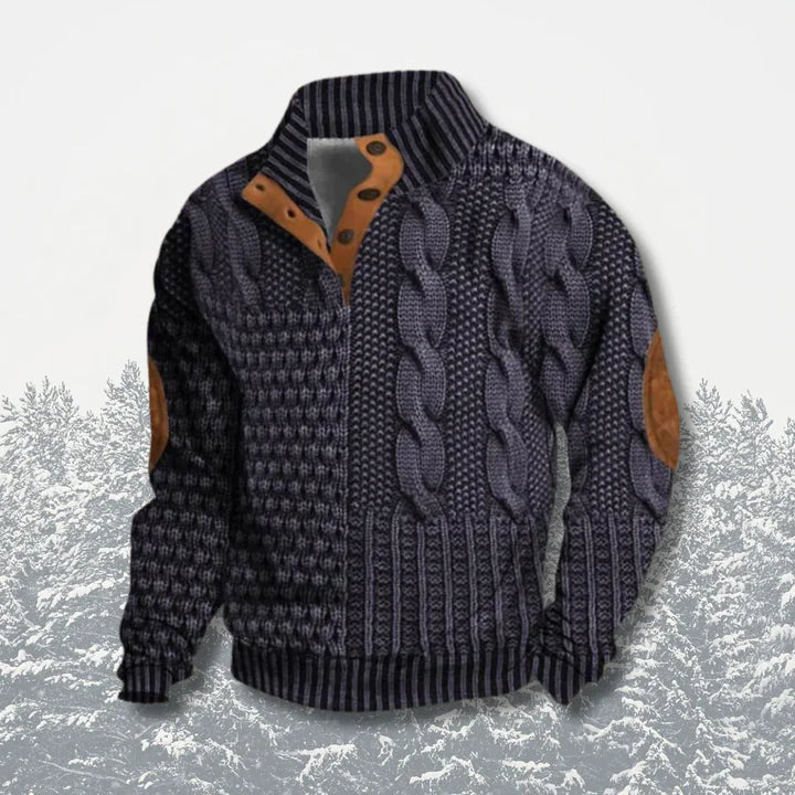 Men's Warm Knit Sweater - Classic Comfort Style | Autumn - Grey