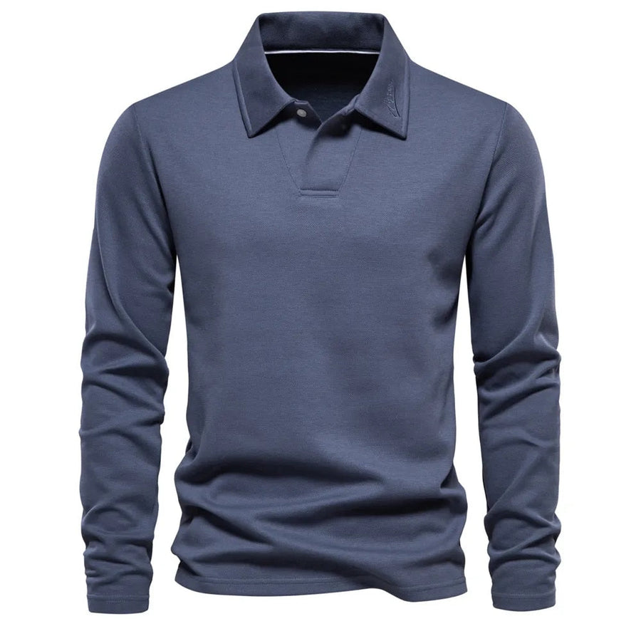 Men's Warm Polo Sweater - Classic Knit Style | Fall - Blue