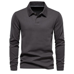 Men's Warm Polo Sweater - Classic Knit Style | Autumn - Grey