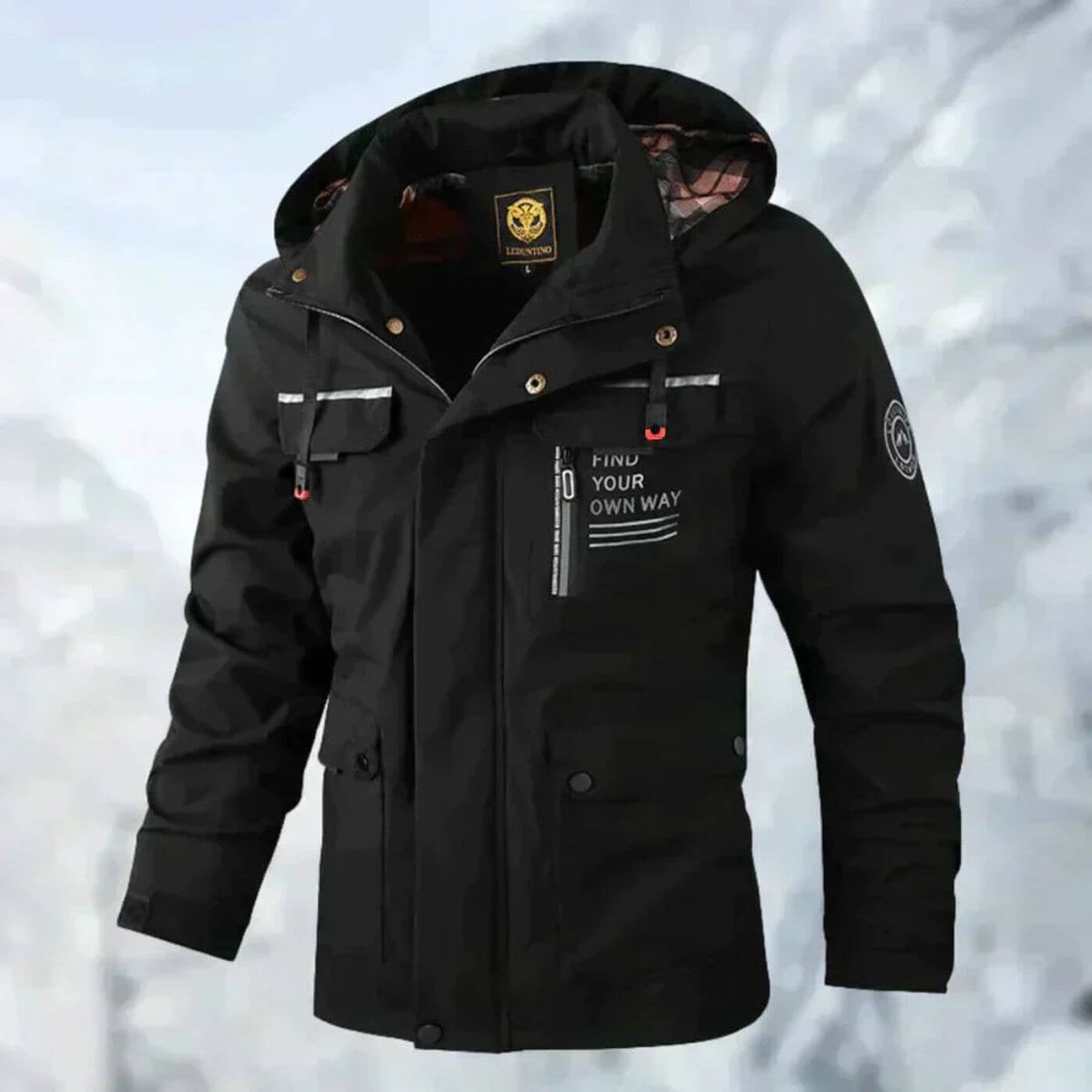 Men's Waterproof Hooded Quilted Parka Jacket | Winter - Black