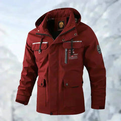 Men's Waterproof Hooded Quilted Parka Jacket | Winter - Red