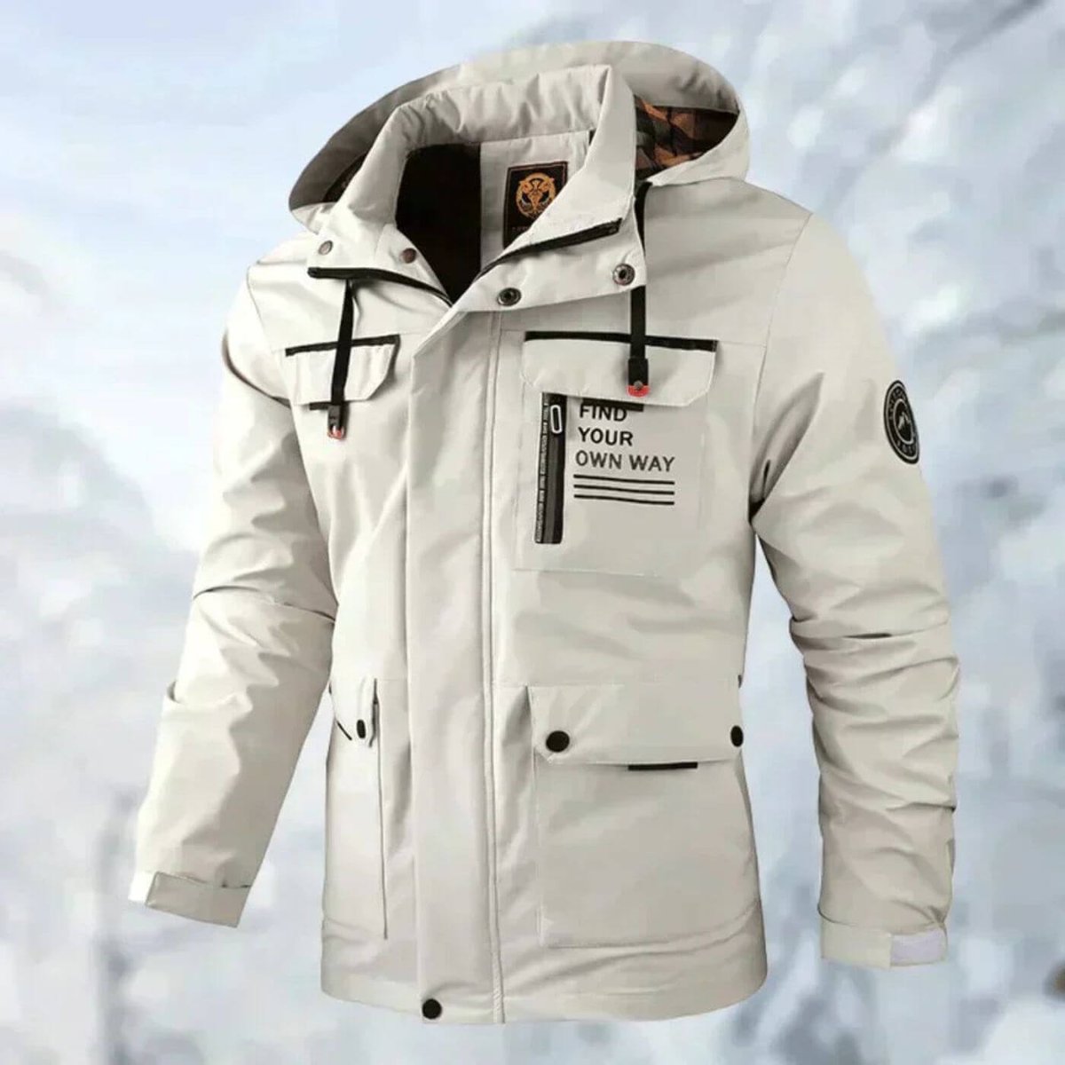Men's Waterproof Hooded Quilted Parka Jacket | Winter - White