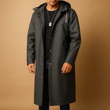 Men's Waterproof Hooded Rain Jacket - Relaxed Fit | Winter - Black