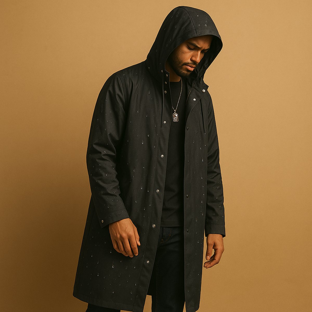 Men's Waterproof Hooded Rain Jacket - Relaxed Fit | Winter