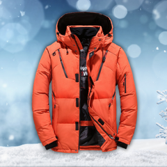 Men's Waterproof Winter Parka | Hooded | Insulated - Orange