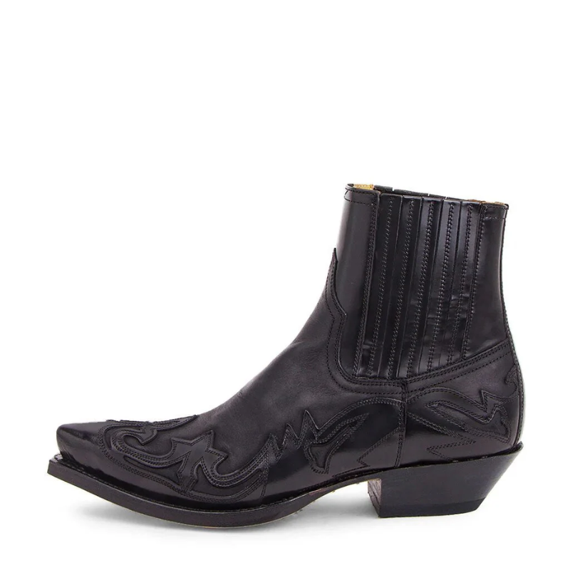 Men's Western Ankle Boots - Leather Cowboy Style | Fall - Black