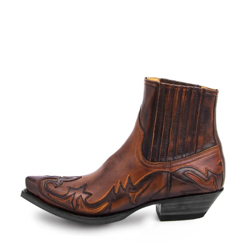 Men's Western Ankle Boots - Leather Cowboy Style | Fall - Brown