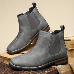 Men's Western Chelsea Slip-On Ankle Boots - Distressed Tan | Autumn - Charcoal