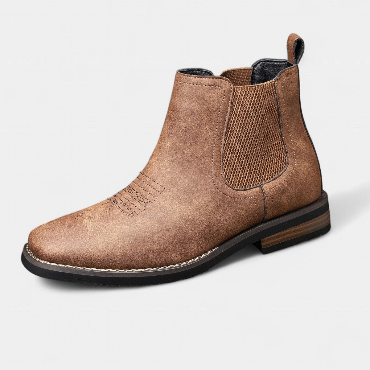 Men's Western Chelsea Slip-On Ankle Boots - Distressed Tan | Autumn