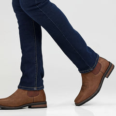 Men's Western Chelsea Slip-On Ankle Boots - Distressed Tan | Autumn
