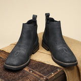 Men's Western Chelsea Slip-On Ankle Boots - Distressed Tan | Autumn - Midnight