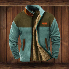 Men's Western Fleece Jacket - Warm Lined Outdoor Coat | Autumn - Blue