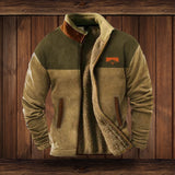 Men's Western Sherpa-Lined Full-Zip Fleece Bomber Jacket | Autumn - Brown