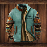 Men's Western Sherpa-Lined Full-Zip Fleece Bomber Jacket | Autumn - Dark Blue