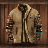Men's Western Sherpa-Lined Full-Zip Fleece Bomber Jacket | Autumn - Dark Brown