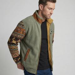 Men's Western Sherpa-Lined Full-Zip Fleece Bomber Jacket | Autumn